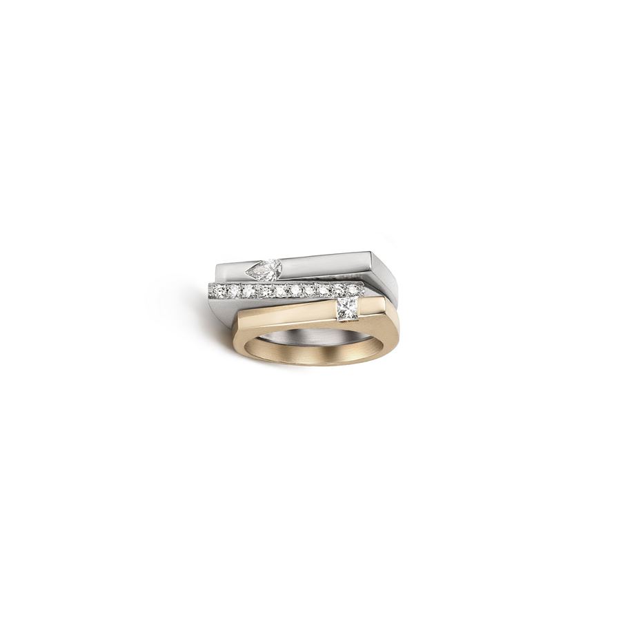 Anello 'Congiunzioni' con princess CONGIUNZIONI | AN1 CONP AU PRNCAU18G CT 0,15